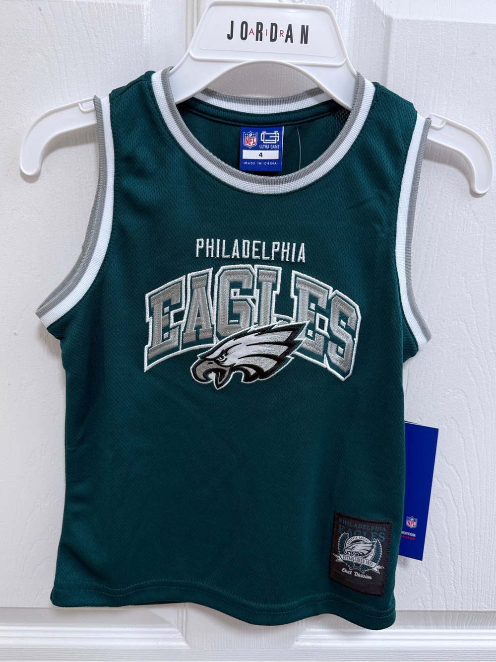 NWT NFL Philadelphia Eagles Kids' Green Sleeveless Jersey Top, Size 4